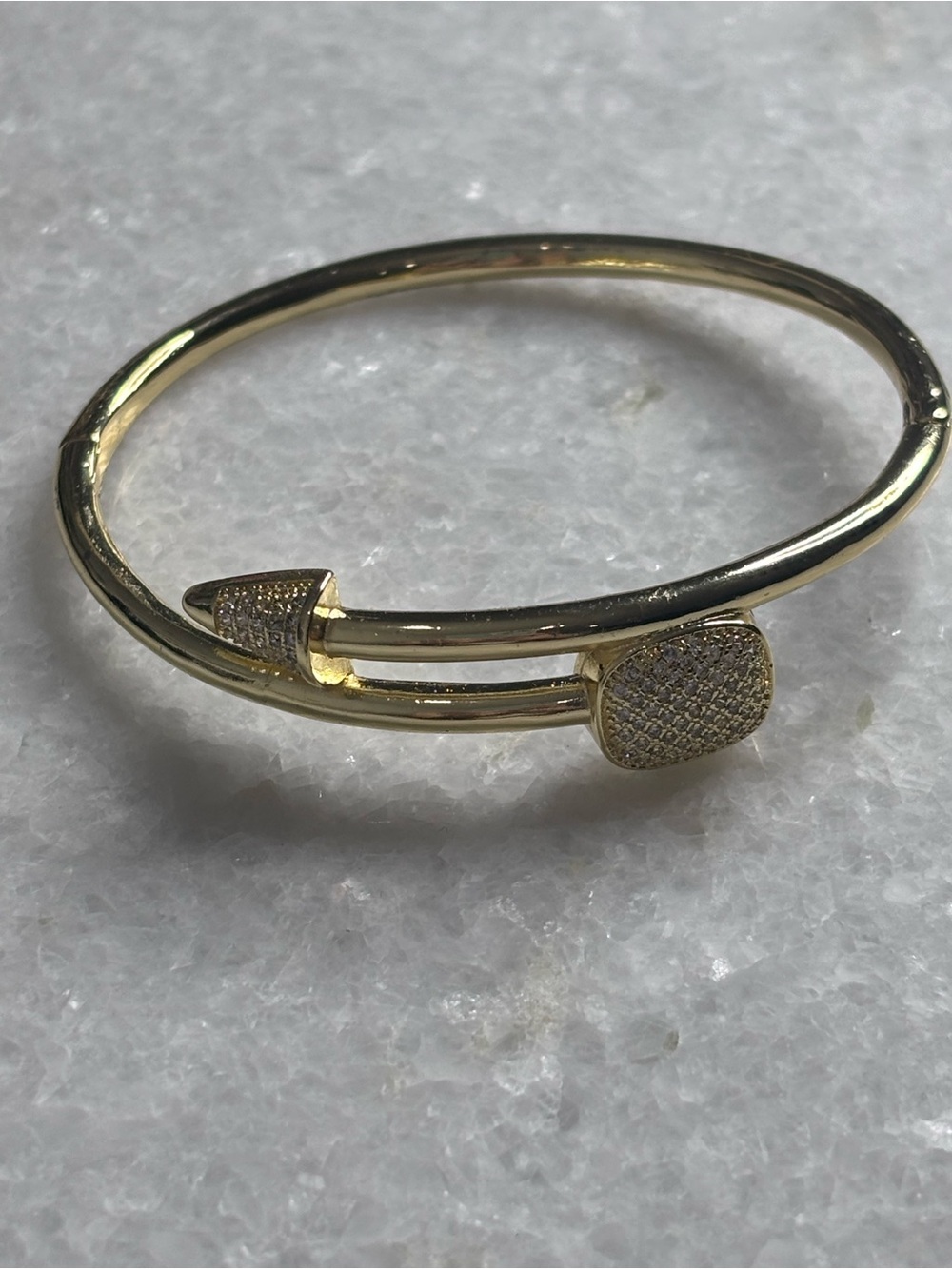 Gold Pavé Double-Bar Bypass Bracelet